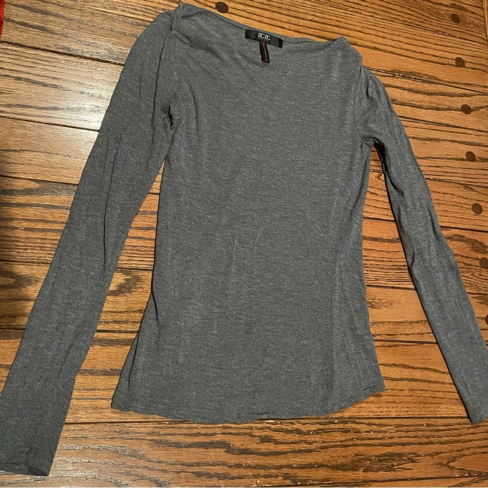 BCBG Charcoal Long Sleeve Bodysuit